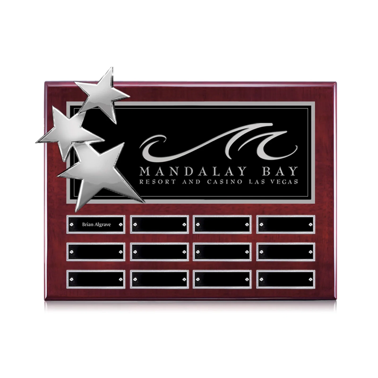 Custom Piano Finish Perpetual Plaque With Constellation Star Ornaments for corporate award ceremonies