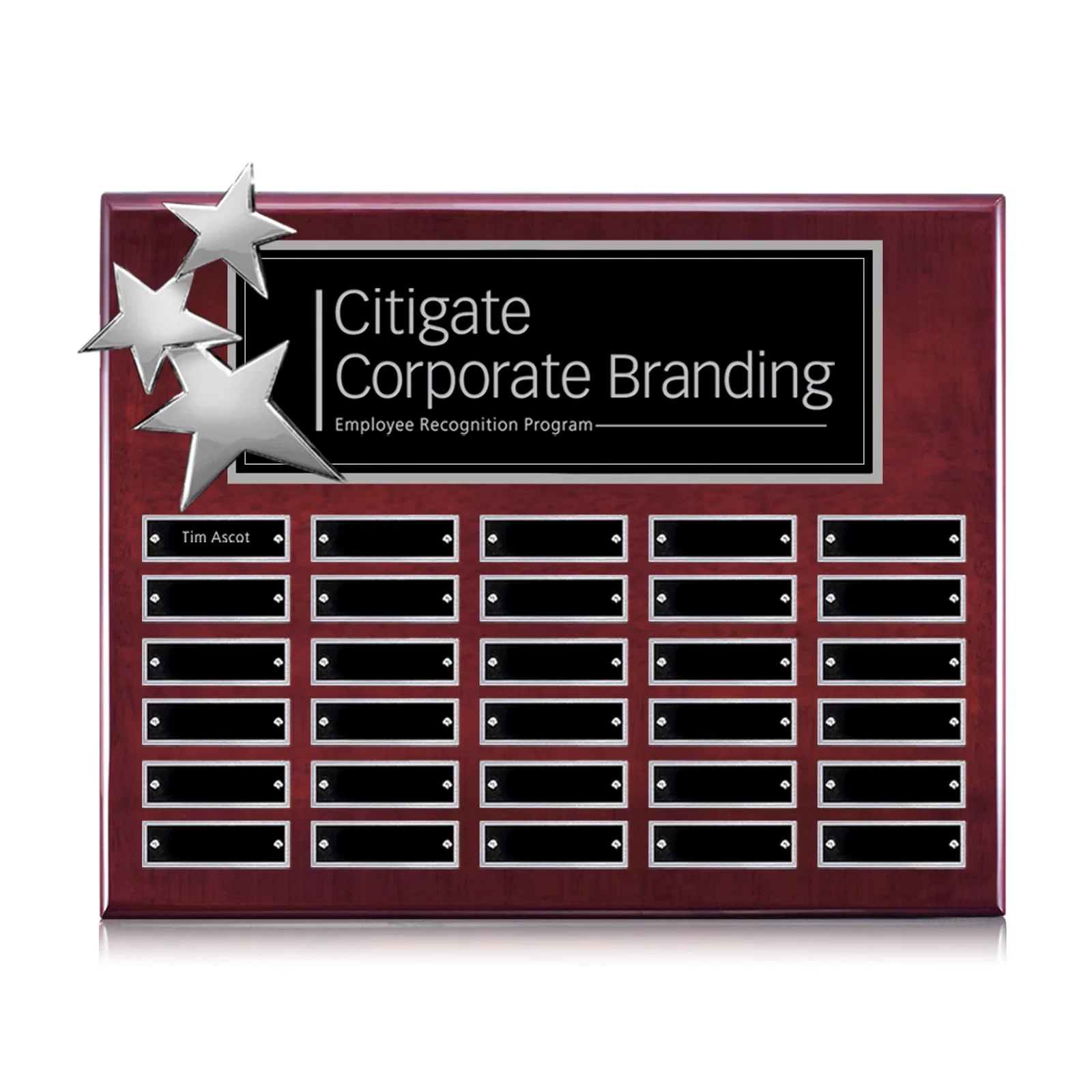 Custom Piano Finish Perpetual Plaque With Constellation Star Ornaments for sales achievement awards