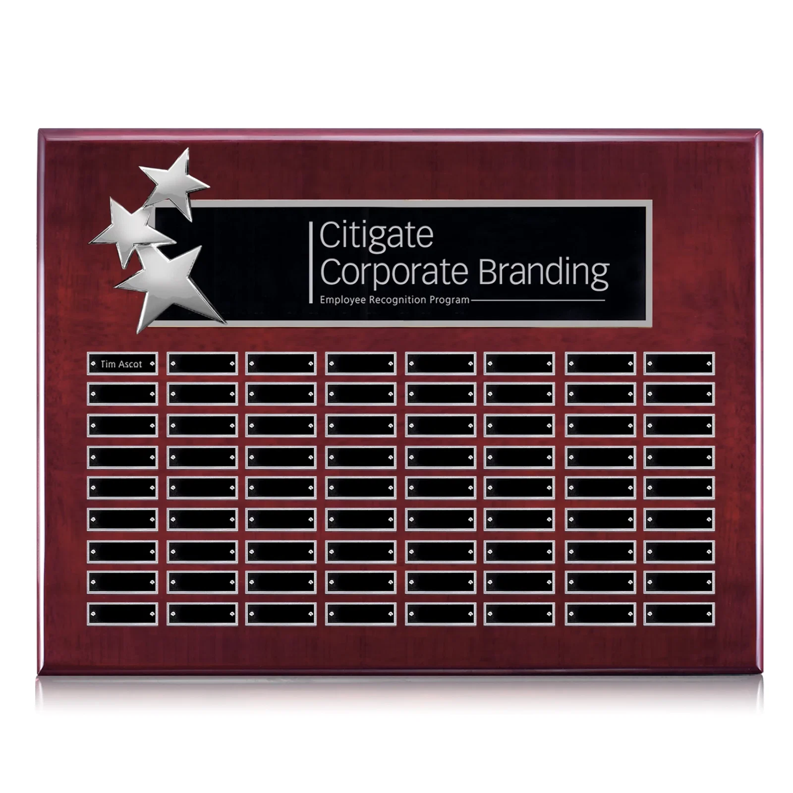 Custom Piano Finish Perpetual Plaque With Constellation Star Ornaments for team milestone celebrations