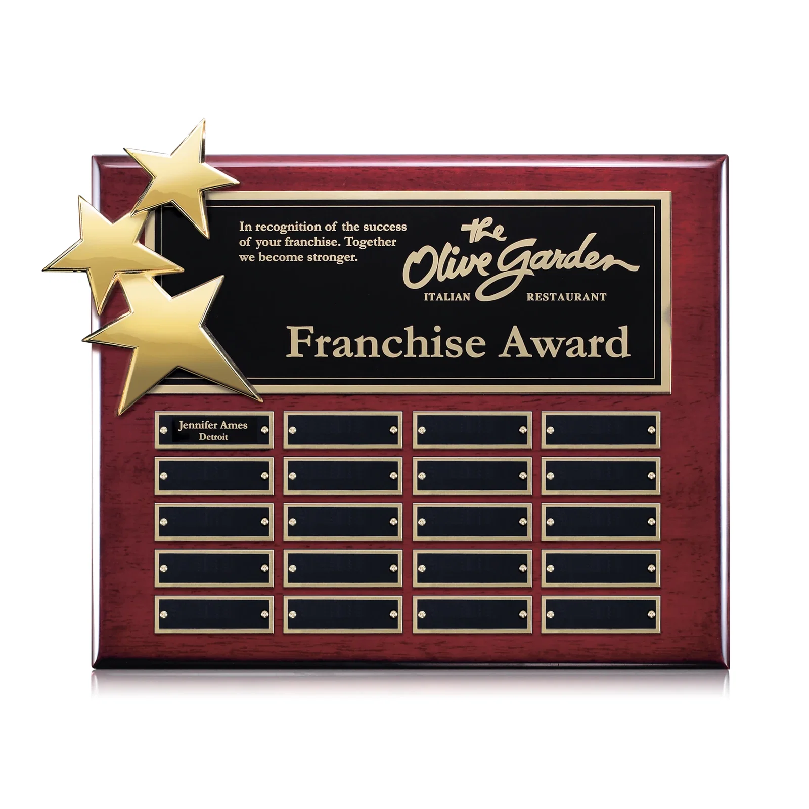 Custom Piano Finish Perpetual Plaque With Constellation Star Ornaments for safety achievement programs