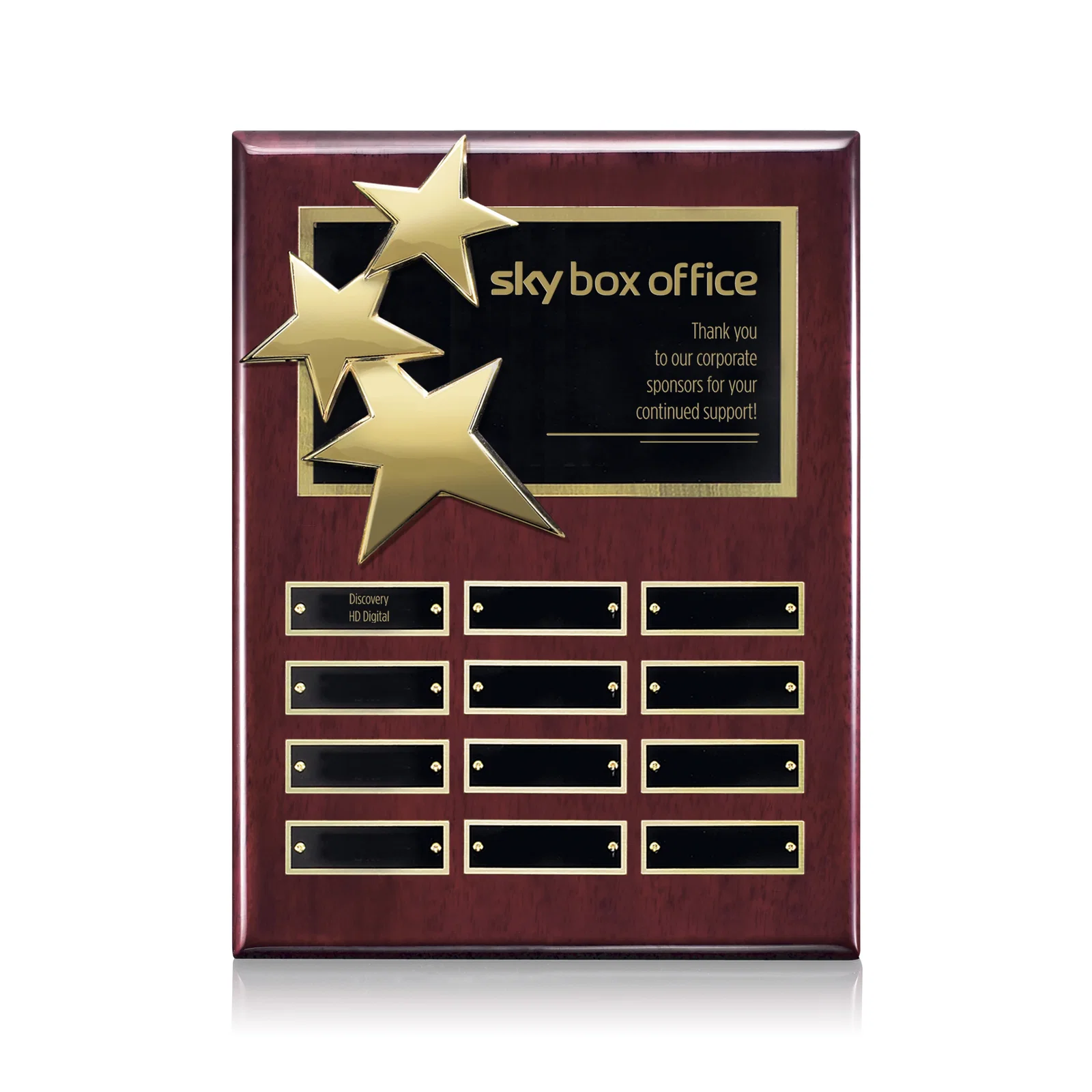 Custom Piano Finish Plaque With Three Constellation Stars, Tiered Plates for volunteer appreciation
