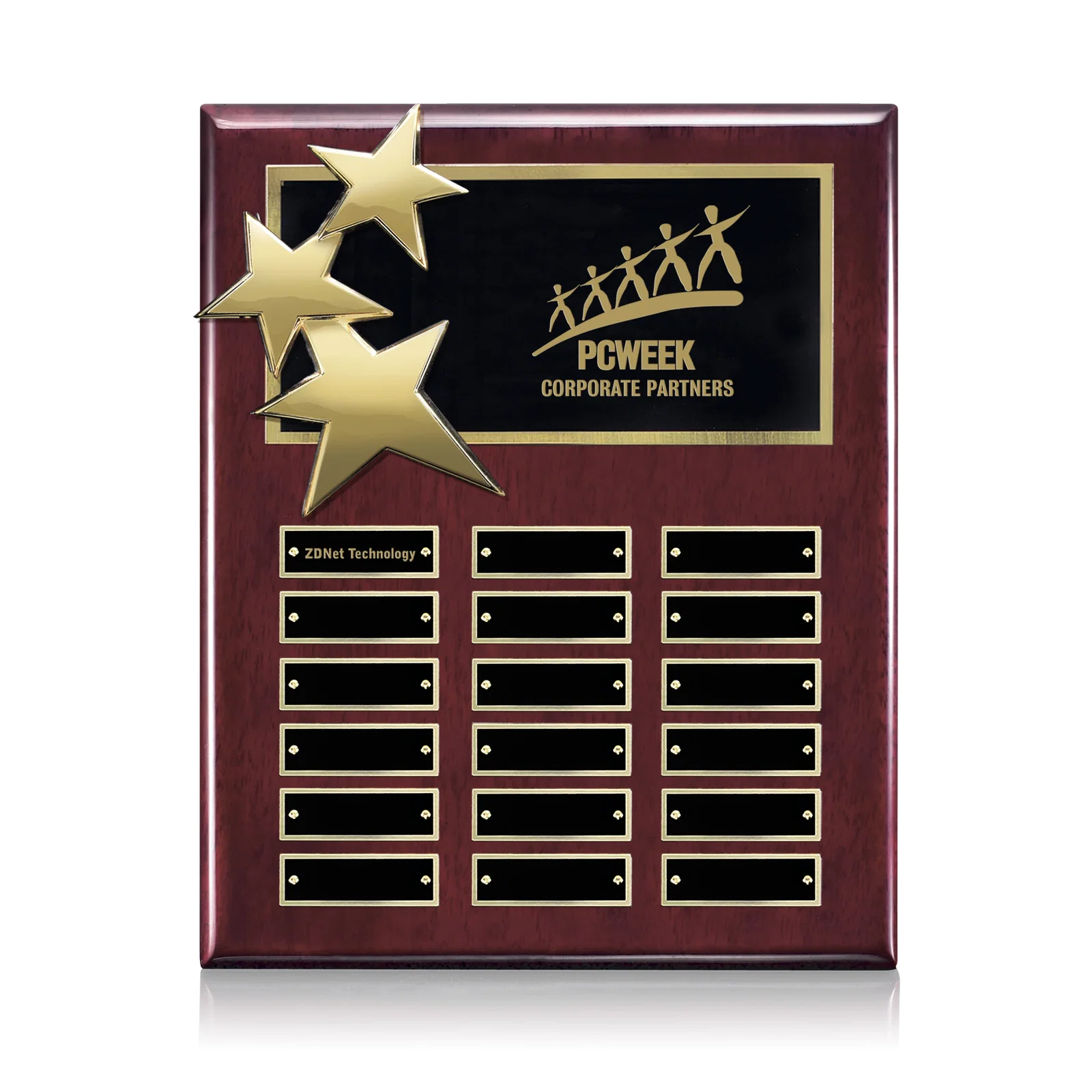 Custom Piano Finish Plaque With Three Constellation Stars, Tiered Plates for dealer and partner awards