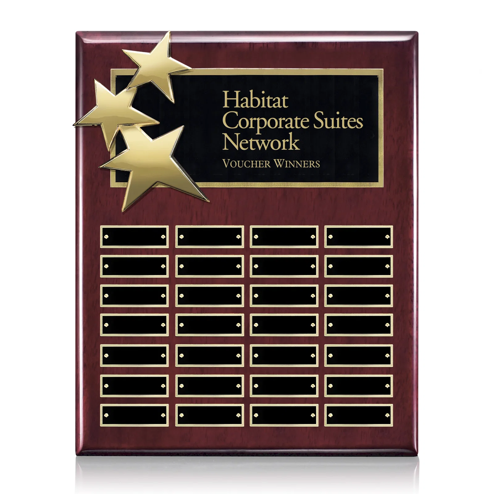 Custom Piano Finish Plaque With Three Constellation Stars, Tiered Plates for company anniversary events