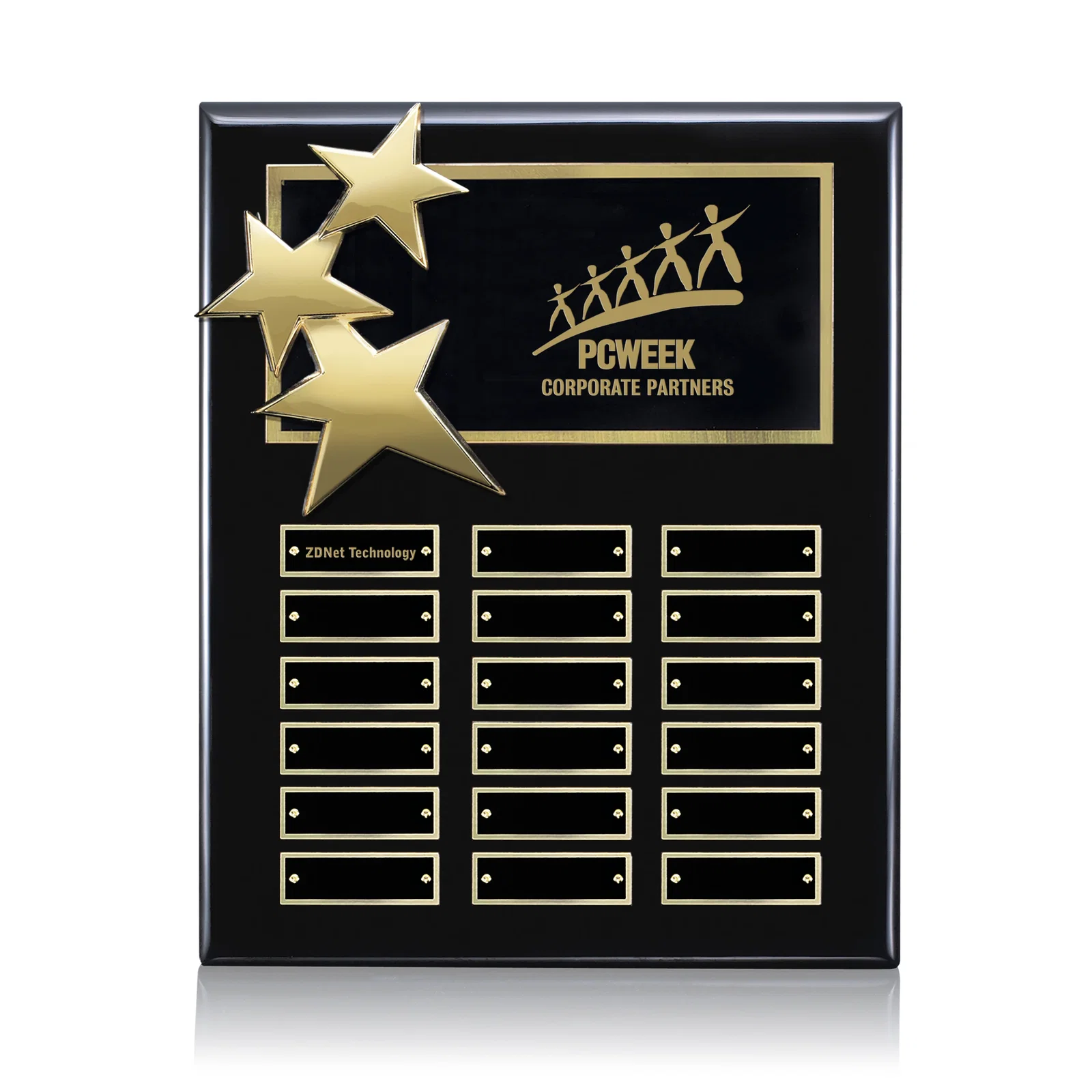 Custom Piano Finish Plaque With Three Constellation Stars, Tiered Plates for donor appreciation