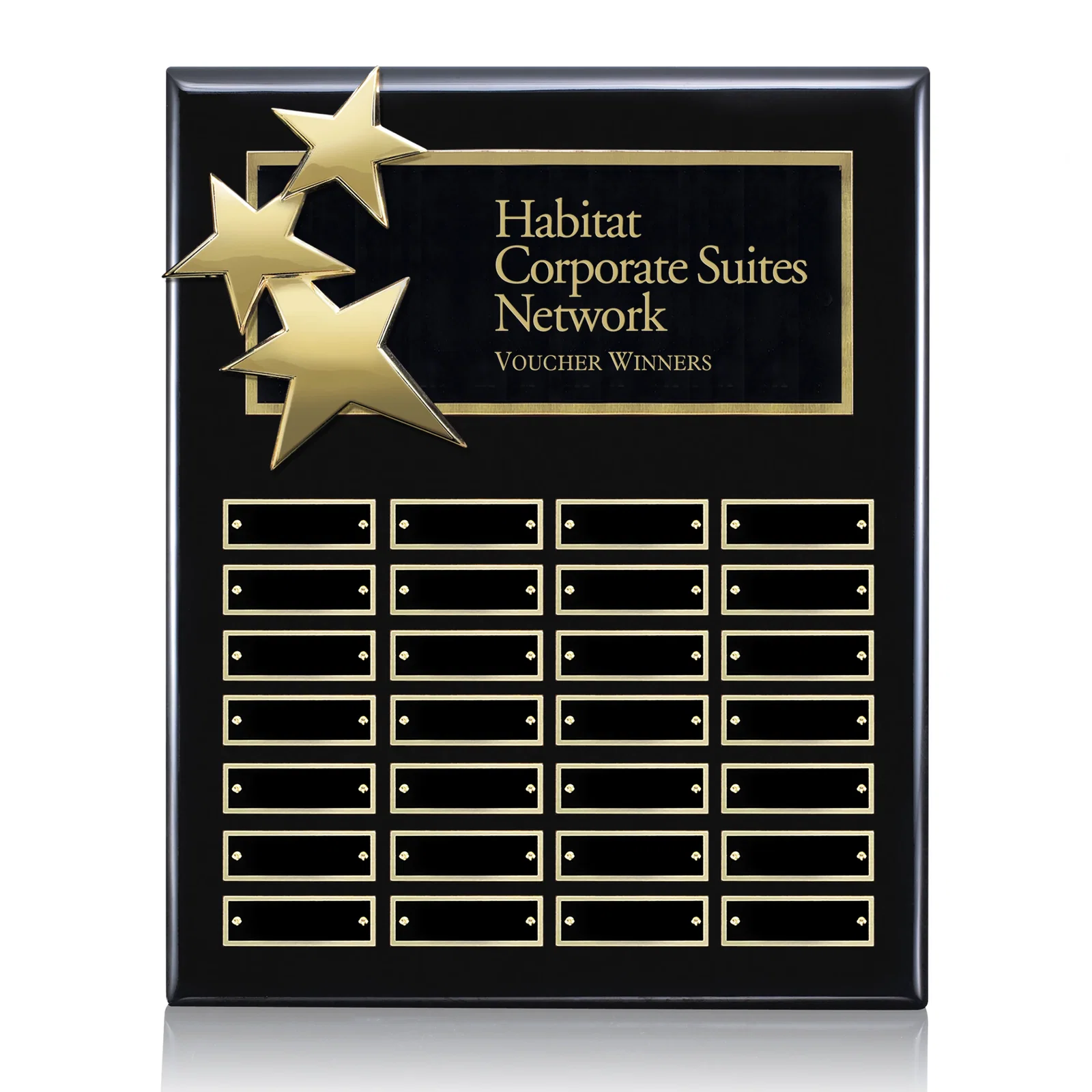 Custom Piano Finish Plaque With Three Constellation Stars, Tiered Plates for graduation ceremonies