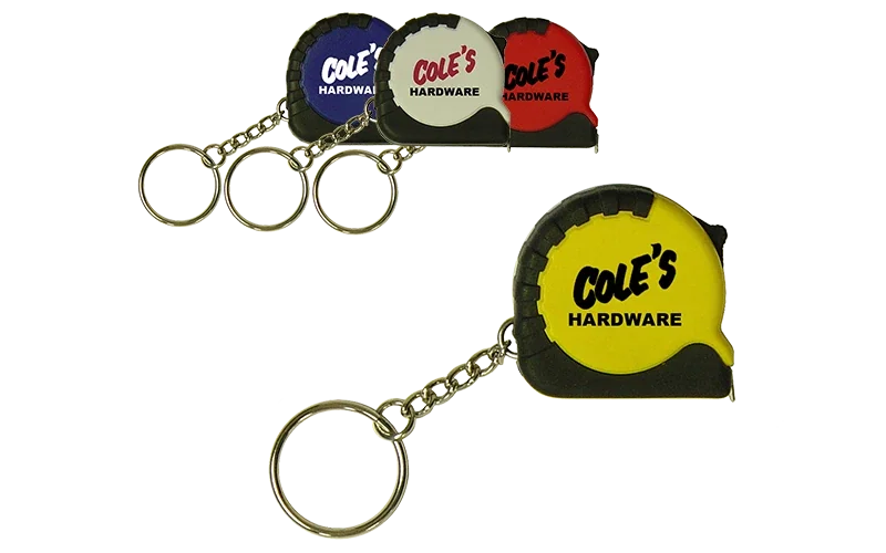 Construction-Pro Keychain Tape Measure. Steel 3-foot keychain tape measure with split ring for contractor giveaways