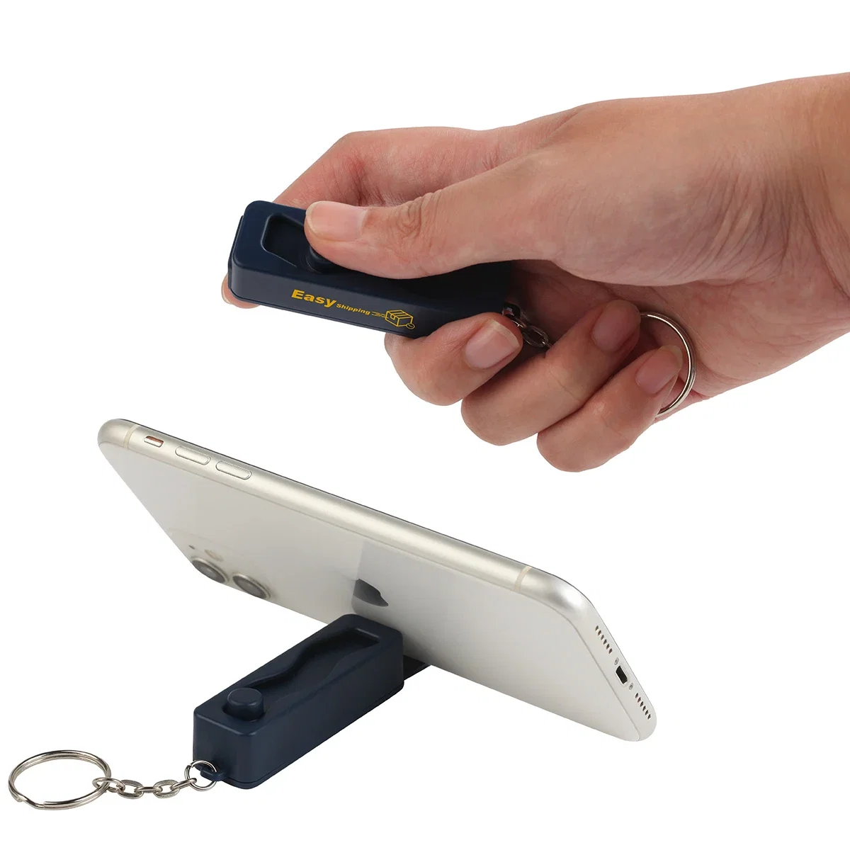 Close-up of the Contour Phone Stand Key Chain's finger fidget feature