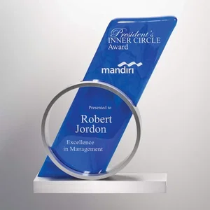 Glass and Aluminum Award With Parallelogram Piercing a Circle