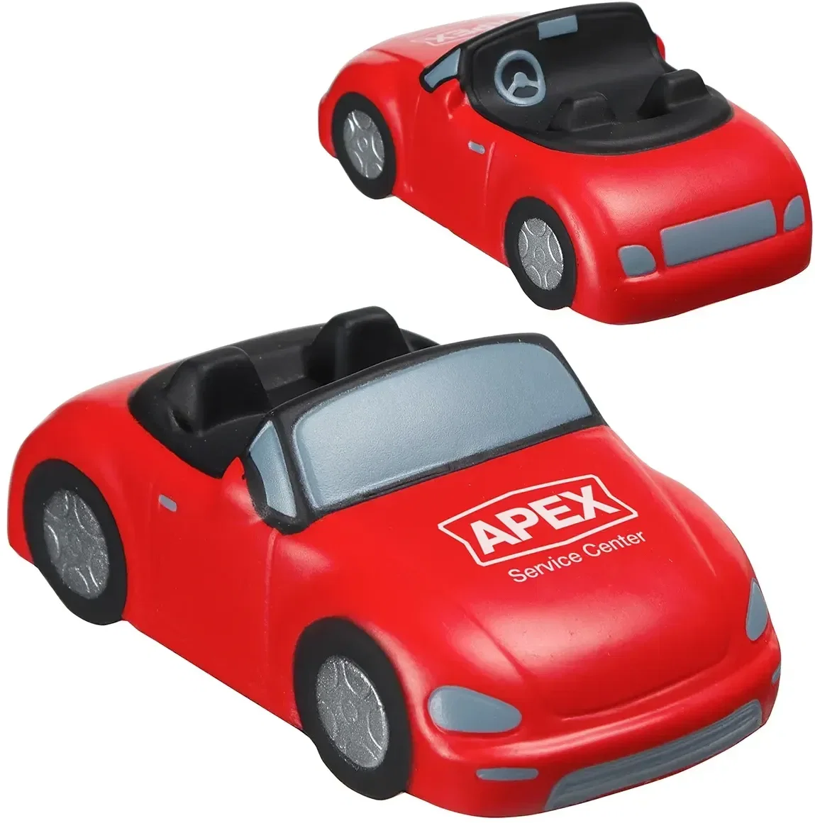 Custom convertible car-shaped promotional stress reliever squeeze toy for branded dealership giveaways