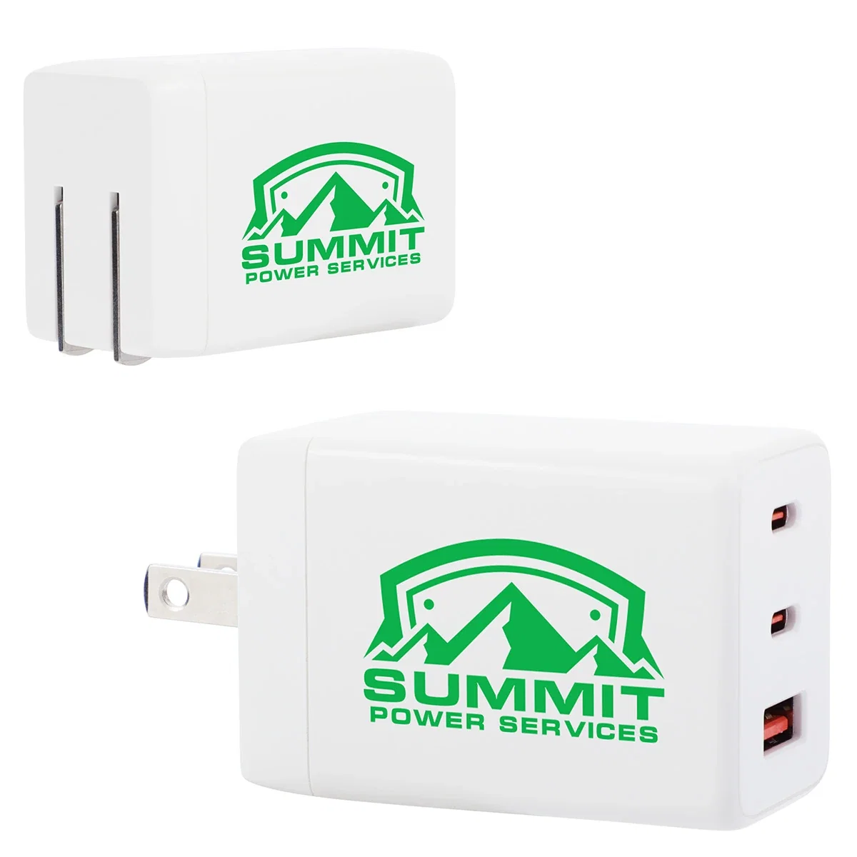 Custom Convoy 65W 3-Port Wall Charger, front view of the branded wall charger