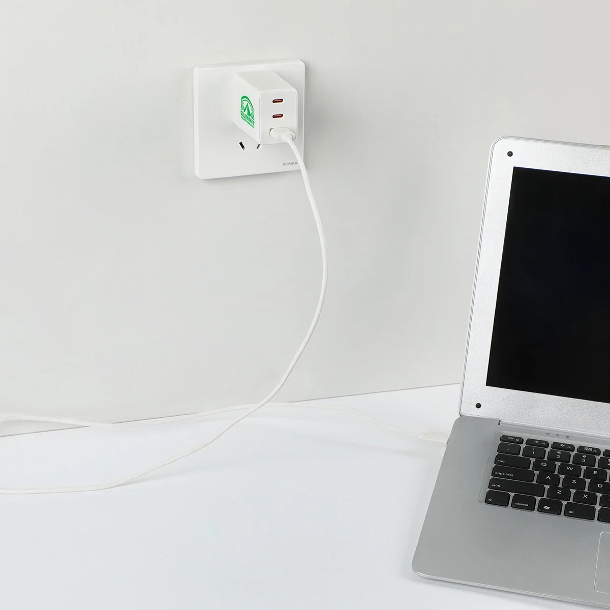 Close-up of the custom logo imprint area on the Convoy Wall Charger