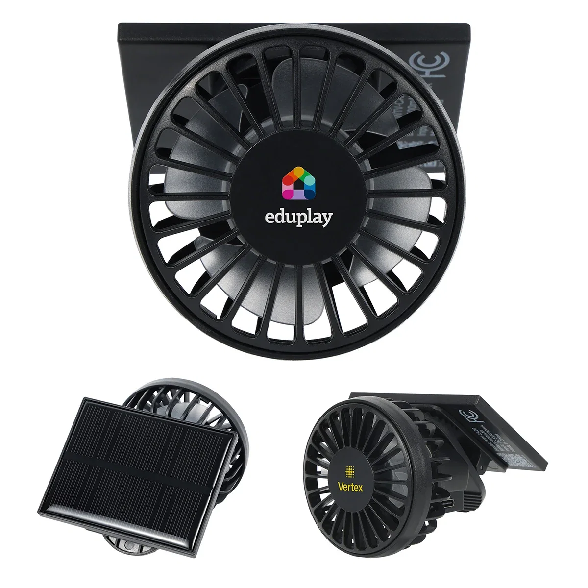 Cool Aid solar-powered portable fan with USB-C charging and clip for hands-free attachment