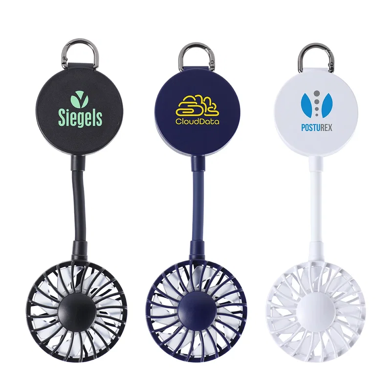 Custom Cool Clip Portable Fan, front view of the branded rechargeable fan