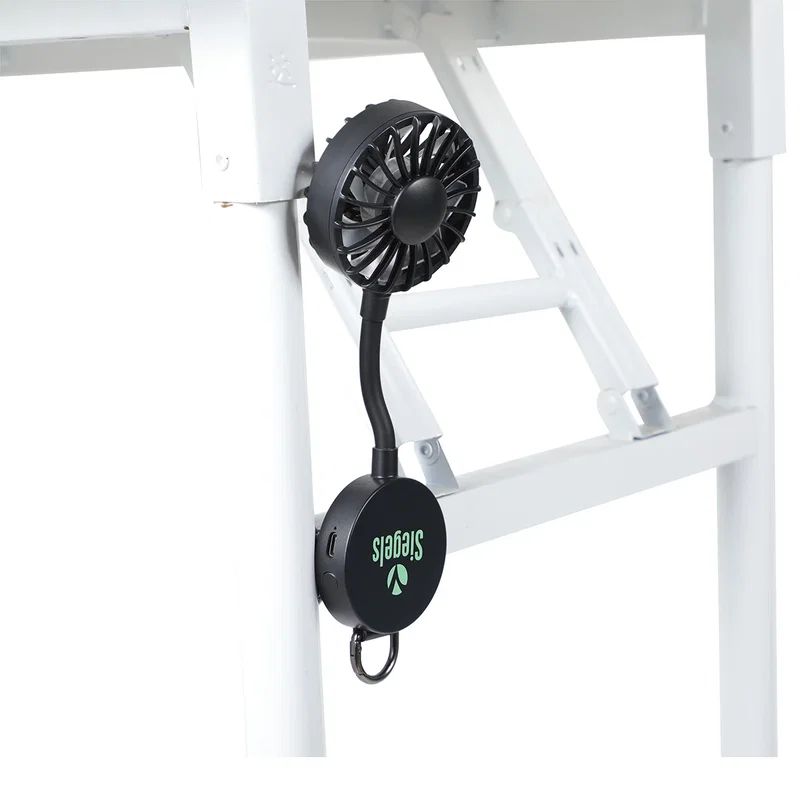 Close-up of the custom logo imprint area on the Cool Clip Fan