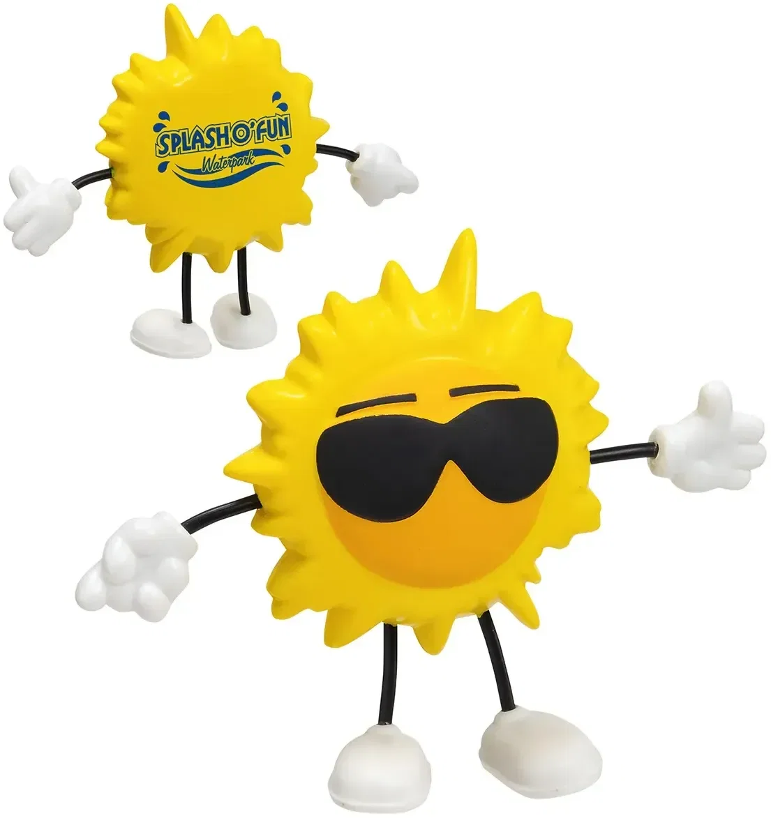 Cool Sun Stress Reliever Figurine, a custom logo smiling-sun promotional foam stress ball in sunglasses