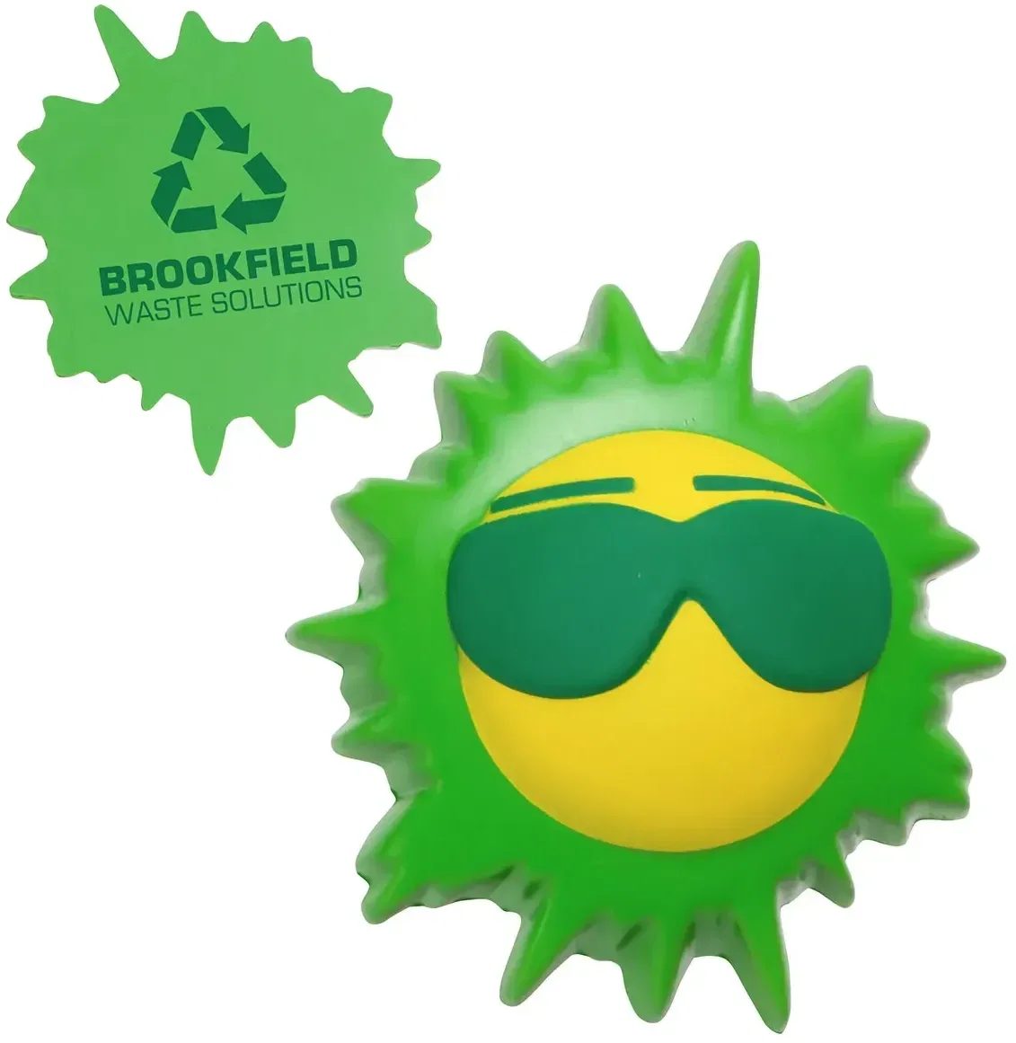 Branded Cool Sun sunglasses stress ball, side detail of the custom promotional summer giveaway