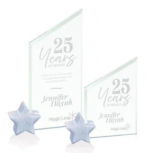 Jade Glass Slant-Top Award on an Aluminum Star Holder