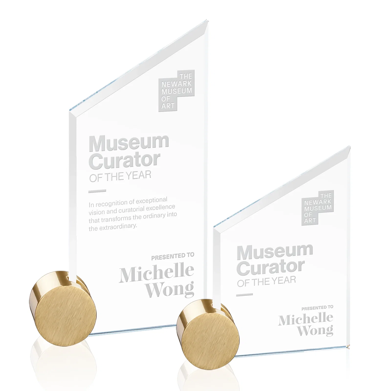 Custom Starfire Crystal Award on an Aluminum Corner Disk for donor appreciation