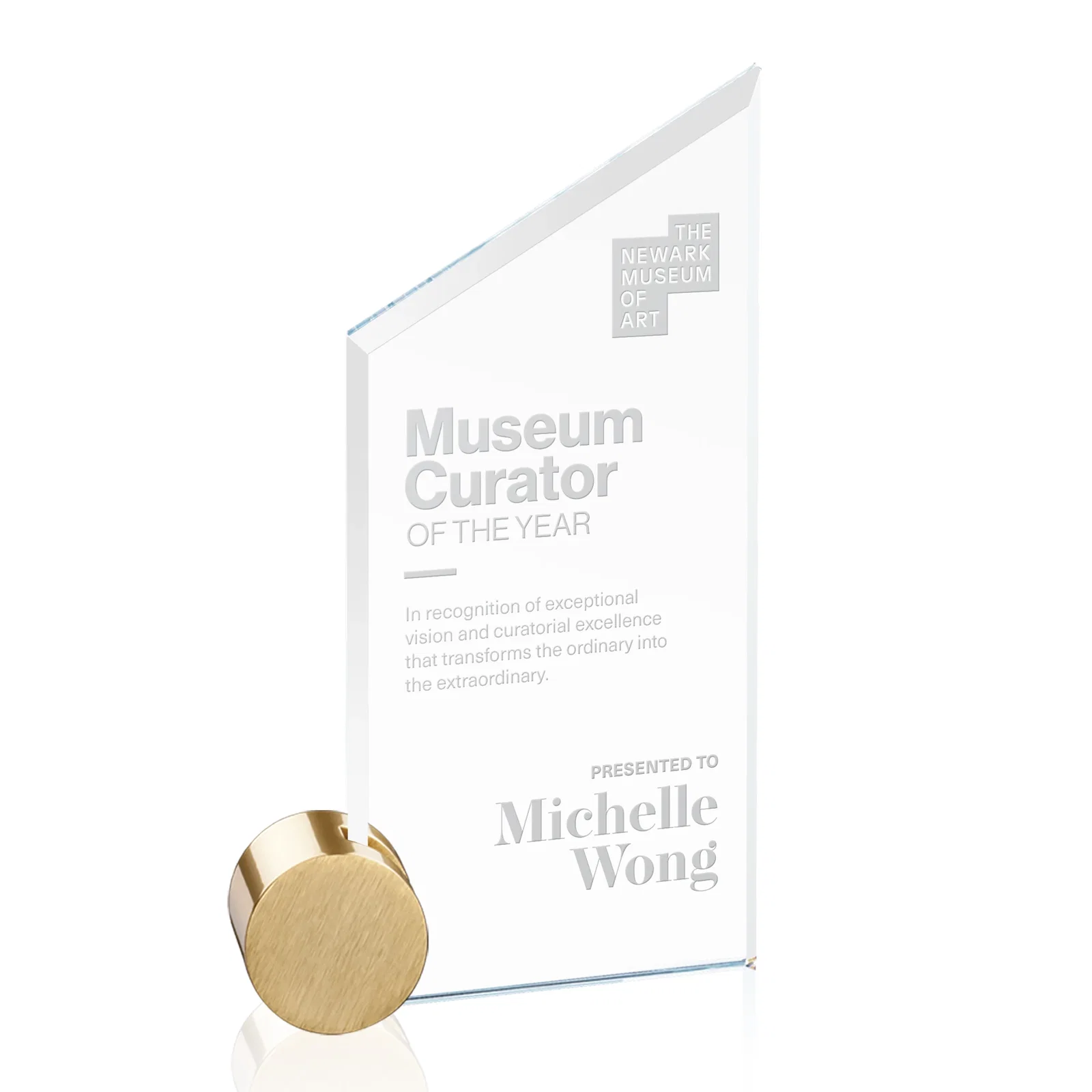 Custom Starfire Crystal Award on an Aluminum Corner Disk for safety achievement programs