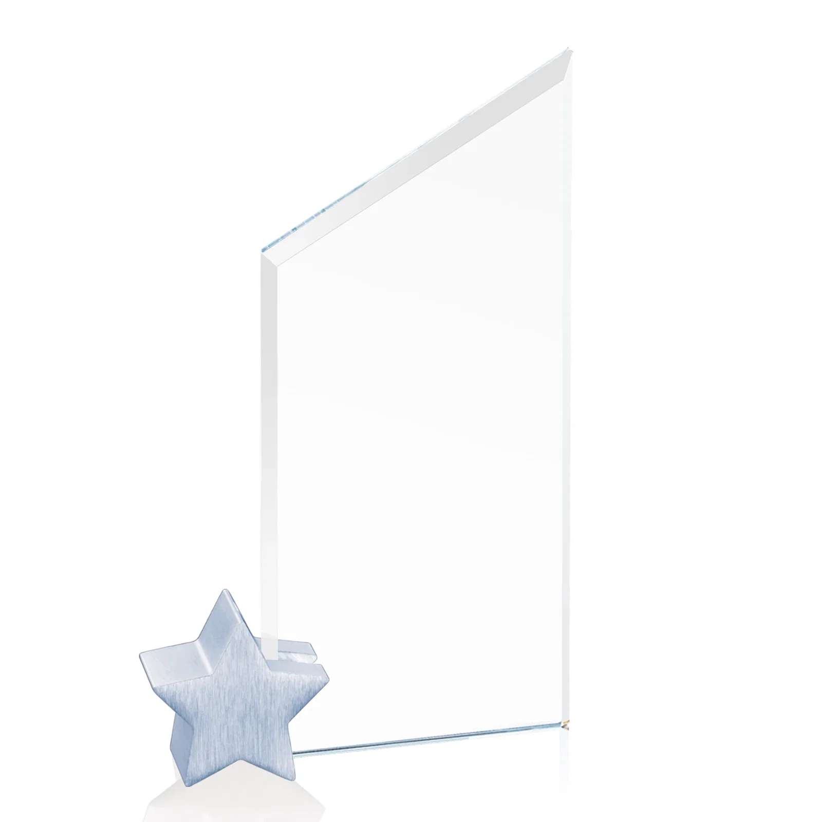 Personalized Starfire Crystal Award with Slanted Top on Aluminum Star Holder for service anniversary gifts