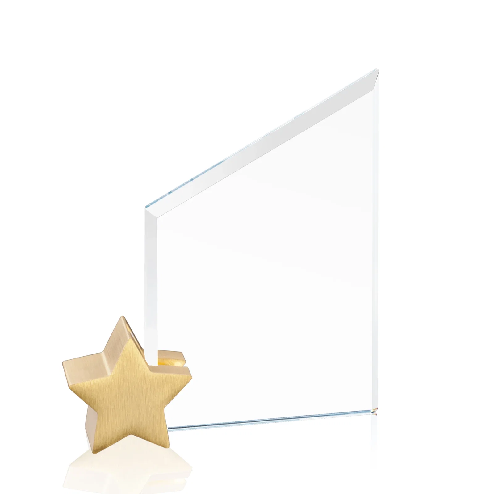 Personalized Starfire Crystal Award with Slanted Top on Aluminum Star Holder for sales achievement awards