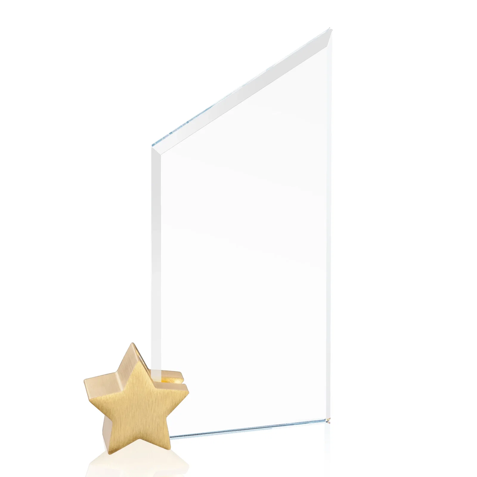 Personalized Starfire Crystal Award with Slanted Top on Aluminum Star Holder for retirement presentations
