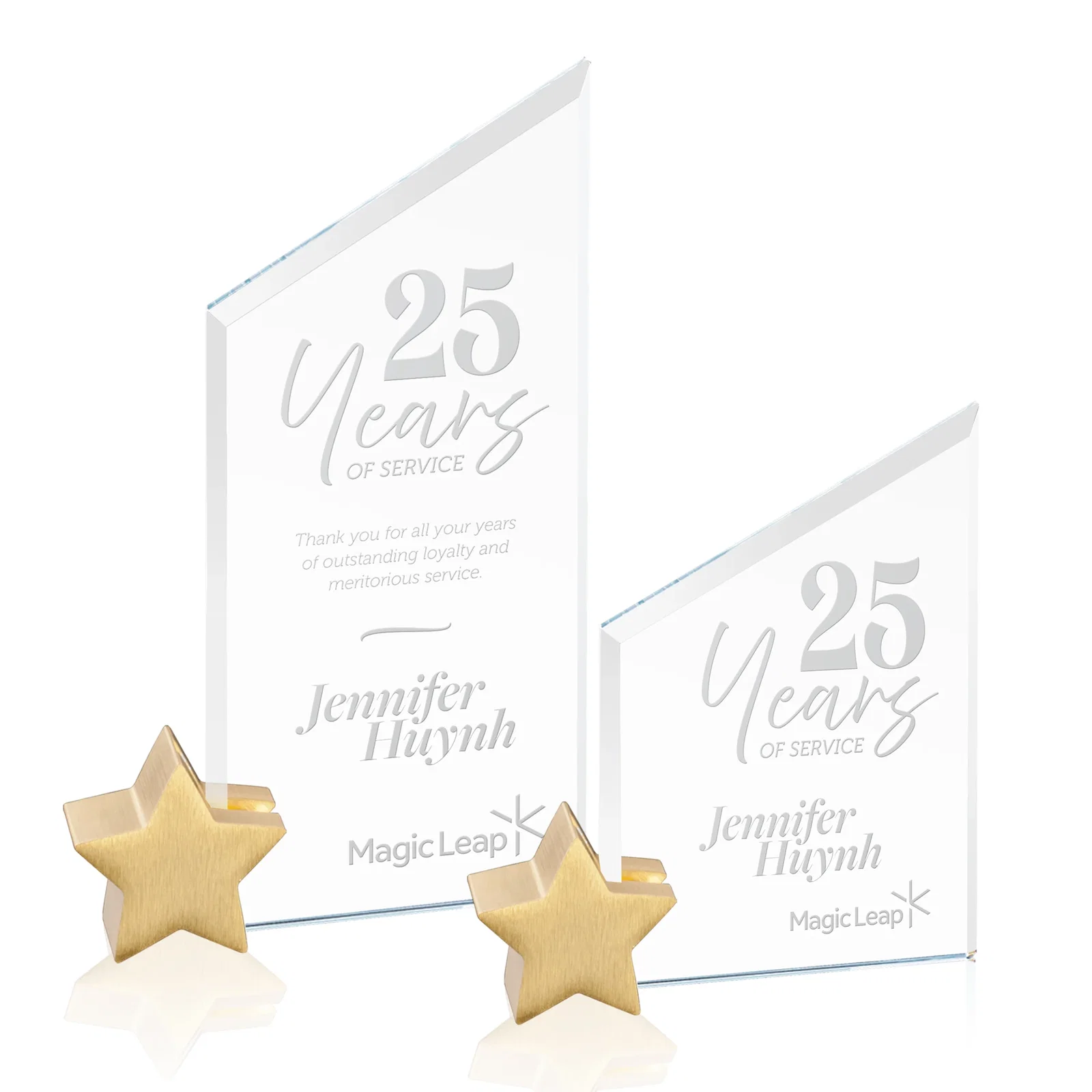 Custom Starfire Crystal Award with Slanted Top on Aluminum Star Holder for sales achievement awards