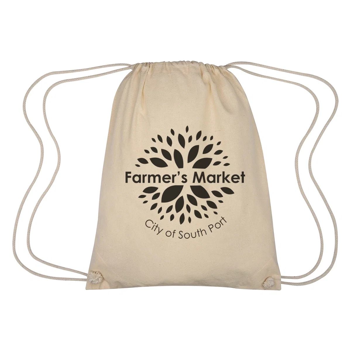 Cotton drawstring bag with corded shoulder straps