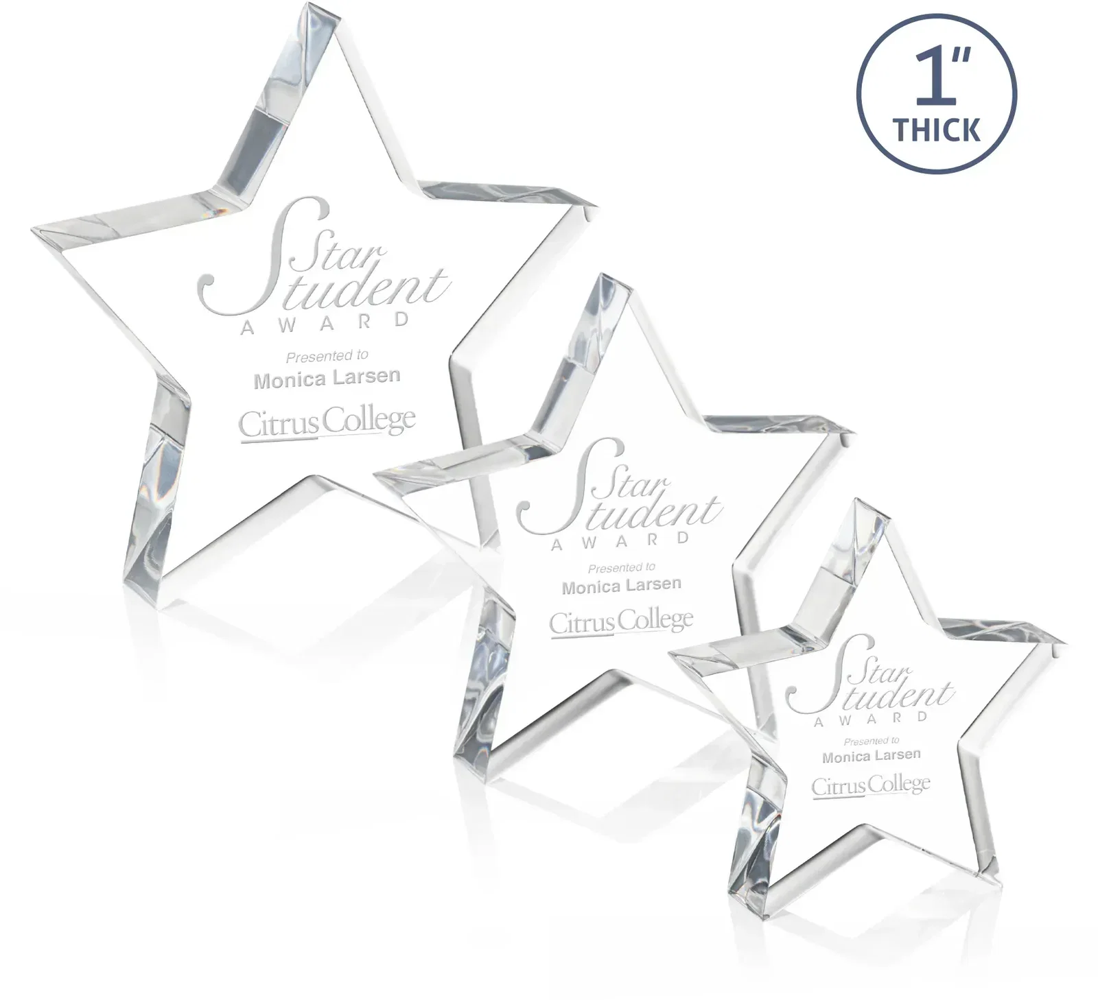 One-Inch Thick Polished Acrylic Star, Freestanding