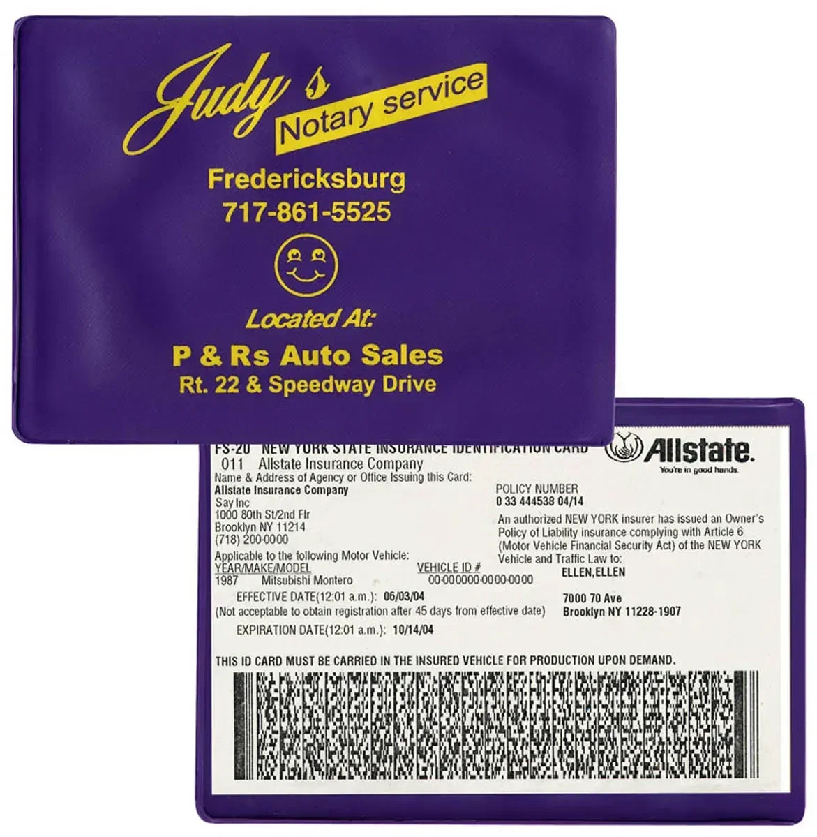 Custom Vinyl Insurance Card Holder - Long Side Opening — view 2