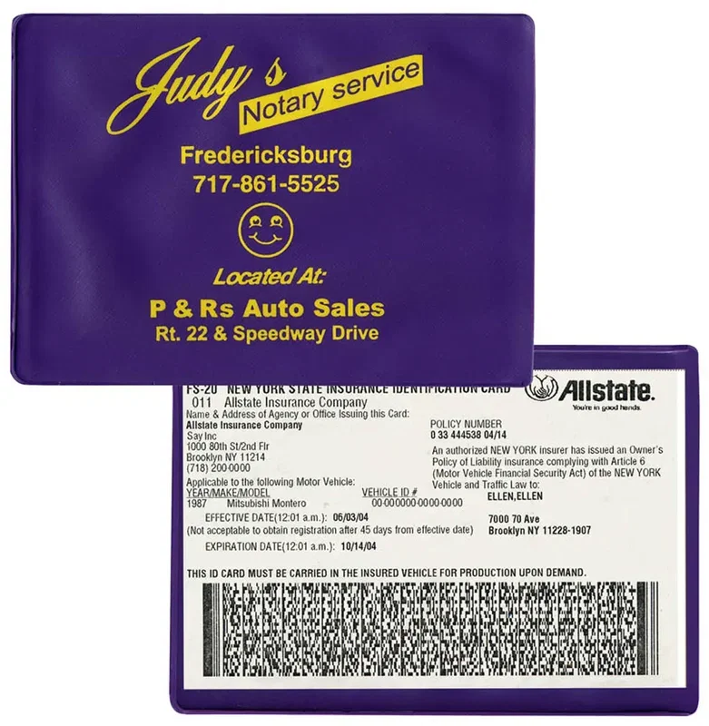 Custom Vinyl Insurance Card Holder - Long Side Opening — view 2