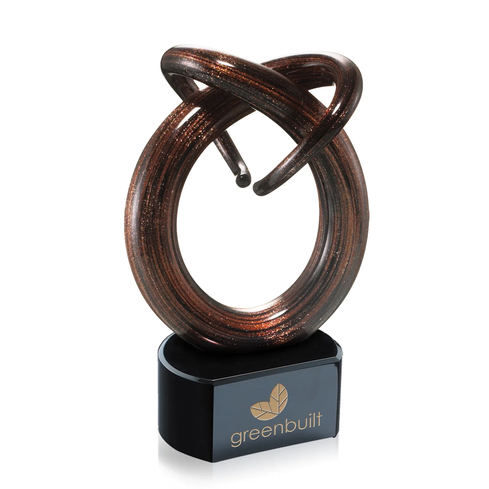 Custom Brown Glass Sculpture Award With a Separate-Piece Base for employee recognition
