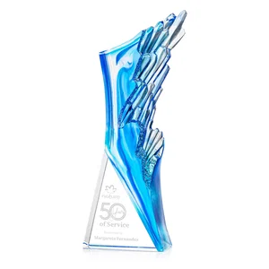 Optical Crystal Award, Clear Base Blending to Azure Blue