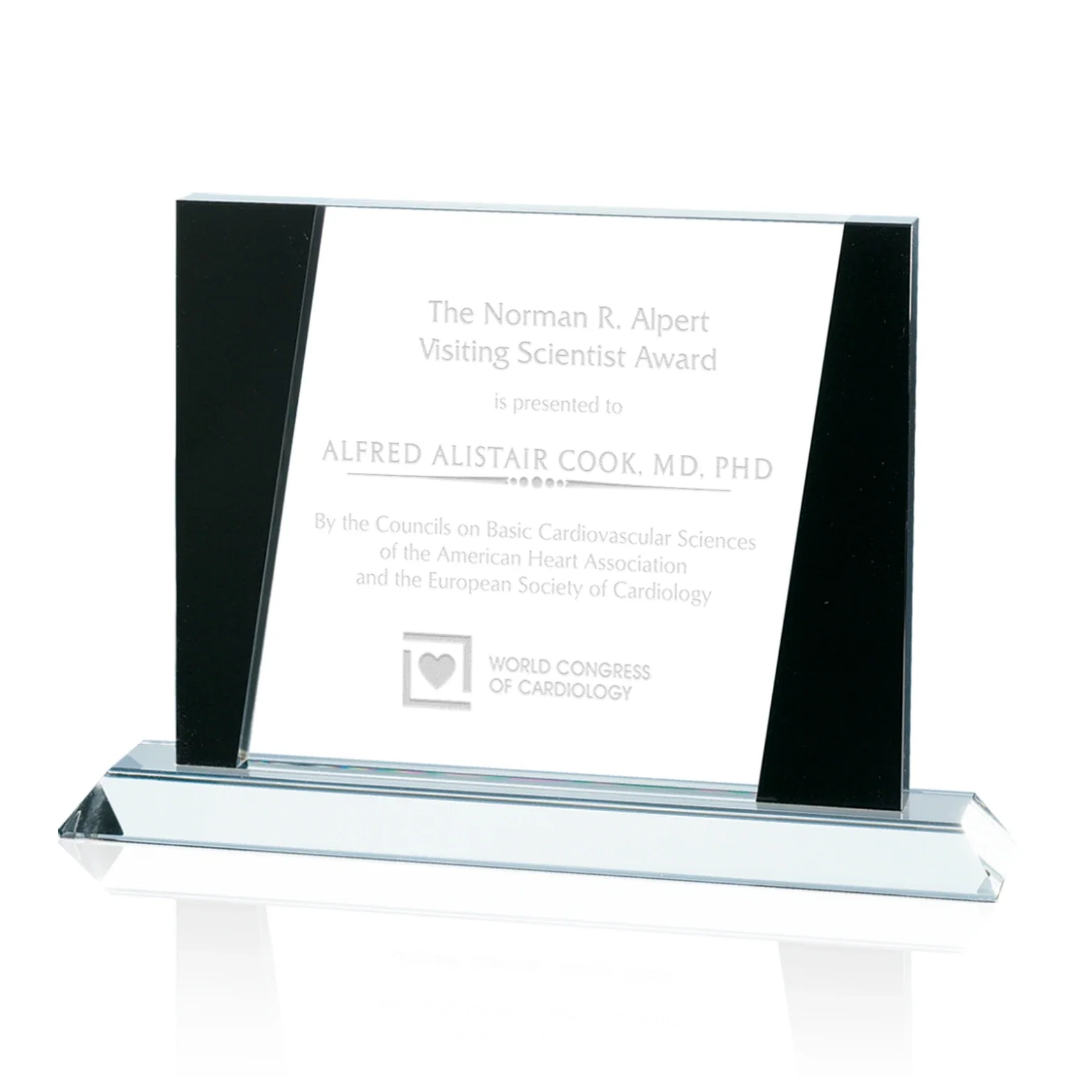 Custom Optical Crystal Rectangle Award with Sloped Black Side Panels, awards for employee recognition