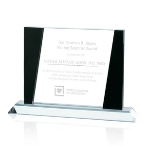 Optical Crystal Rectangle Award with Sloped Black Side Panels