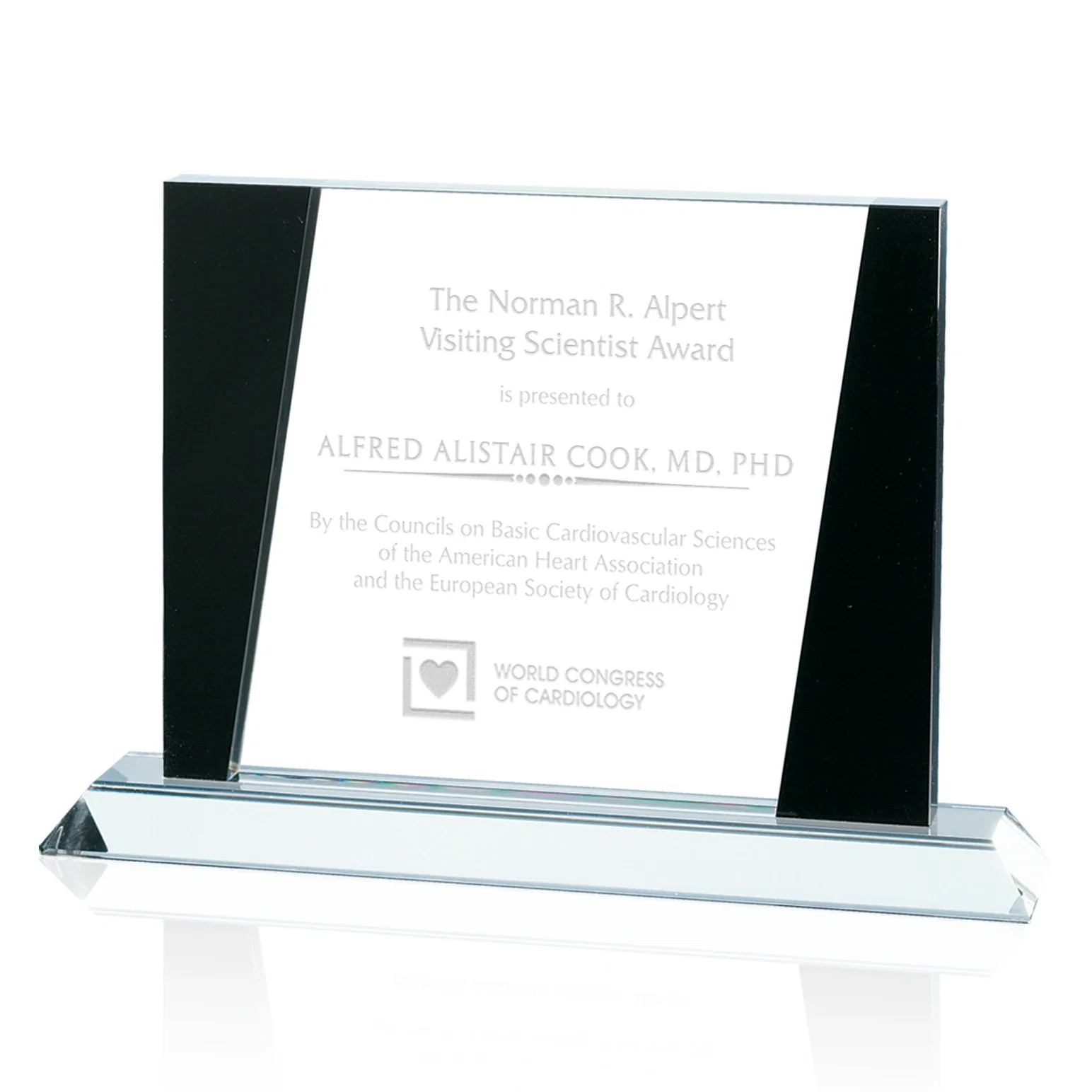 Custom Optical Crystal Rectangle Award with Sloped Black Side Panels, awards for service anniversary gifts