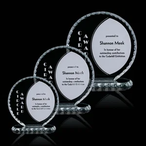 Jade Crystal Circle Award With A Faceted Edge