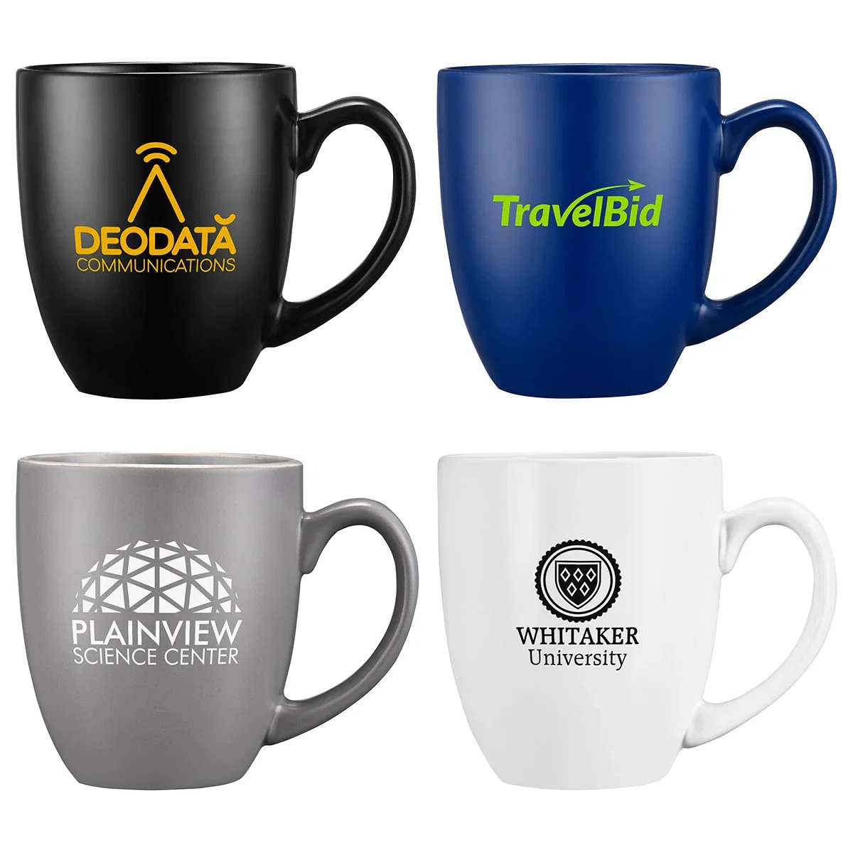 Custom Corsica 16 oz Ceramic Mug, front view of the branded coffee mug