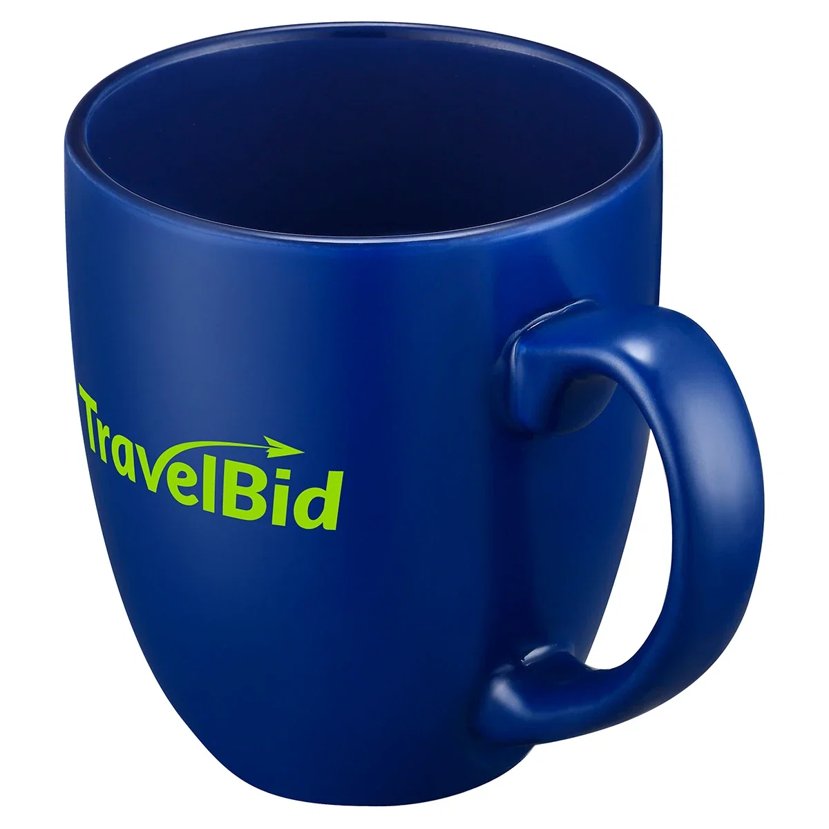 Close-up of the custom logo imprint area on the Corsica mug
