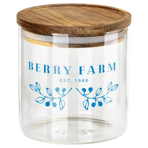 Corsica 22 oz Glass Canister with Acacia Lid