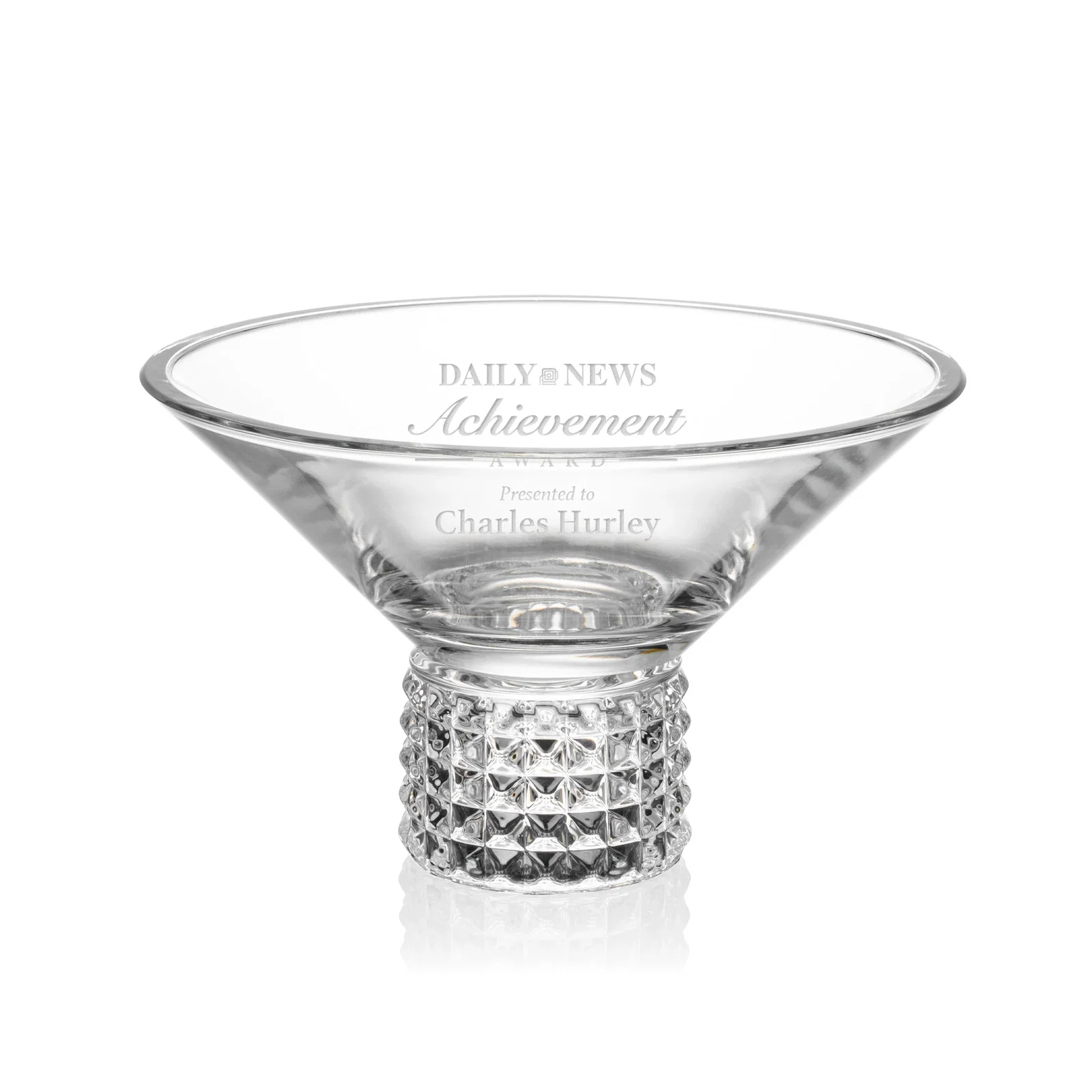Custom Lead Free Crystalline Bowl with Studded Foot for corporate award ceremonies