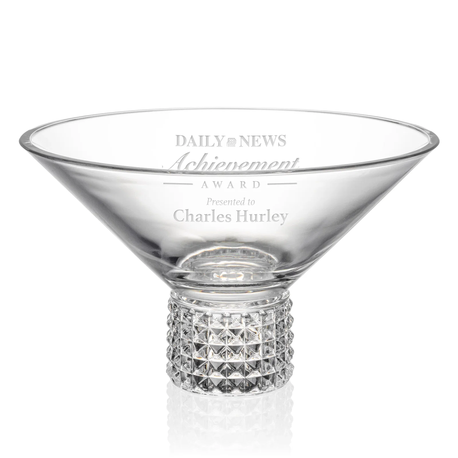 Custom Lead Free Crystalline Bowl with Studded Foot for service anniversary gifts
