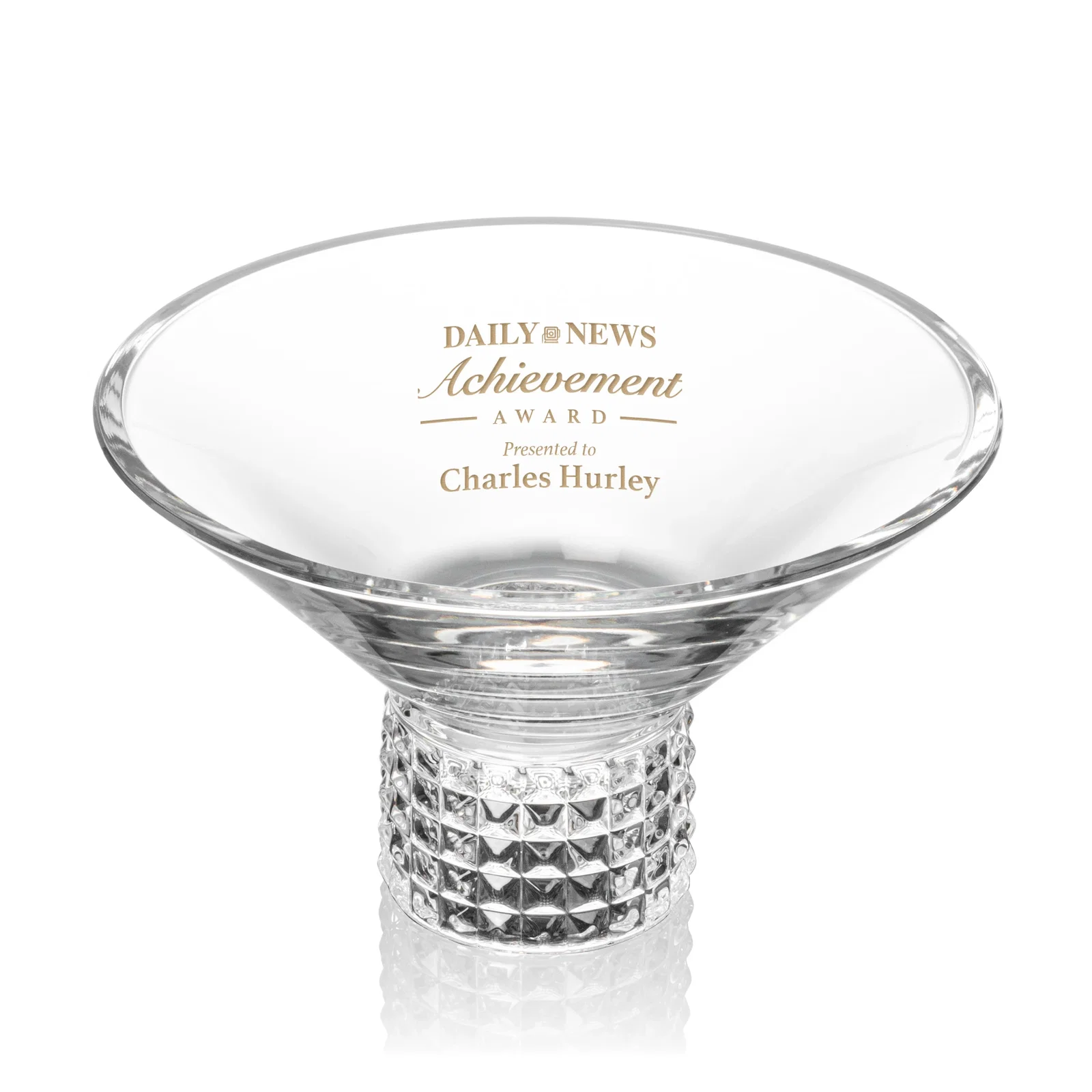 Custom Lead Free Crystalline Bowl with Studded Foot for sales achievement awards