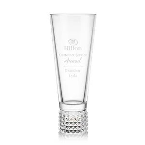 Tall Lead Free Crystalline Vase with Studded Base