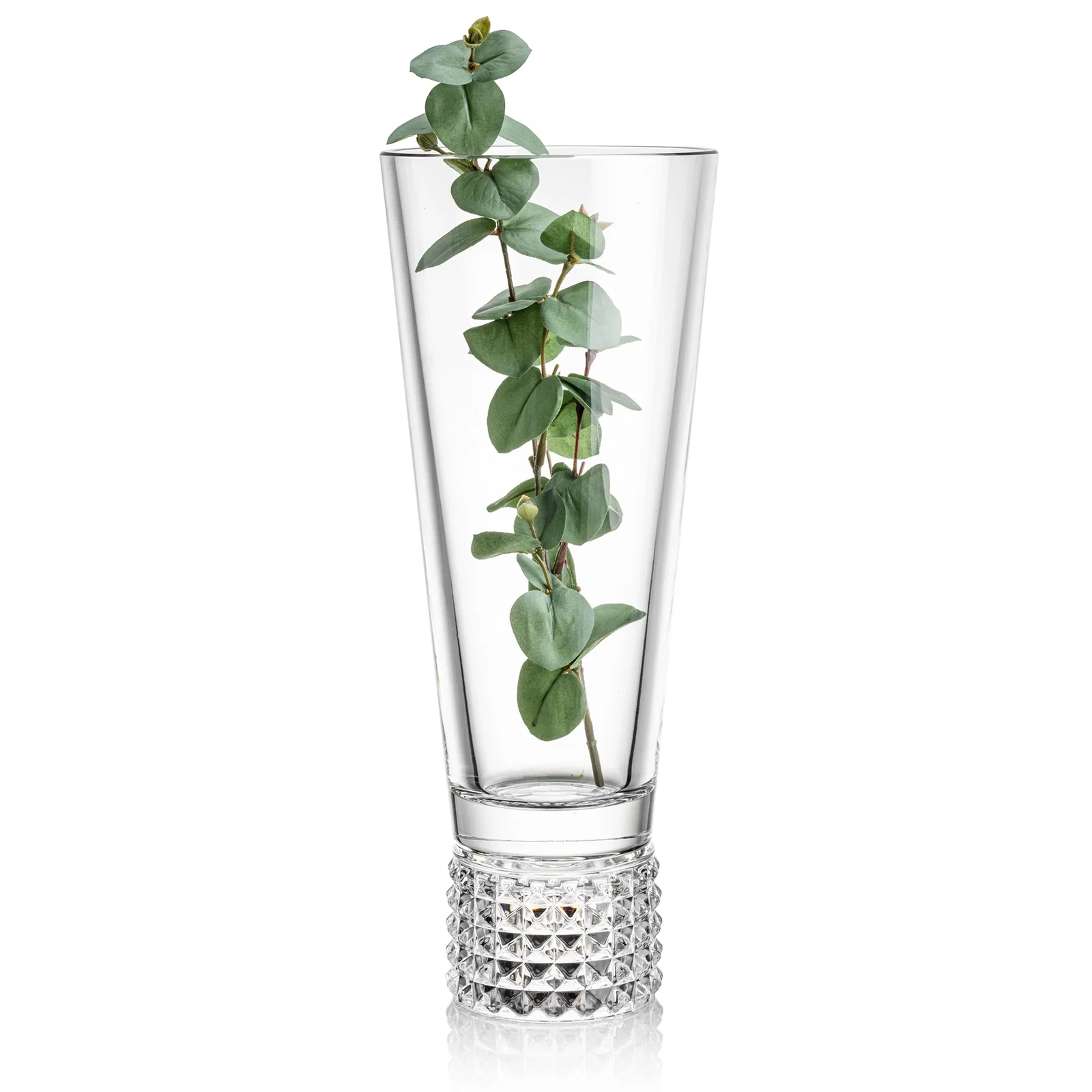 Custom Tall Lead Free Crystalline Vase with Studded Base for sales achievement awards