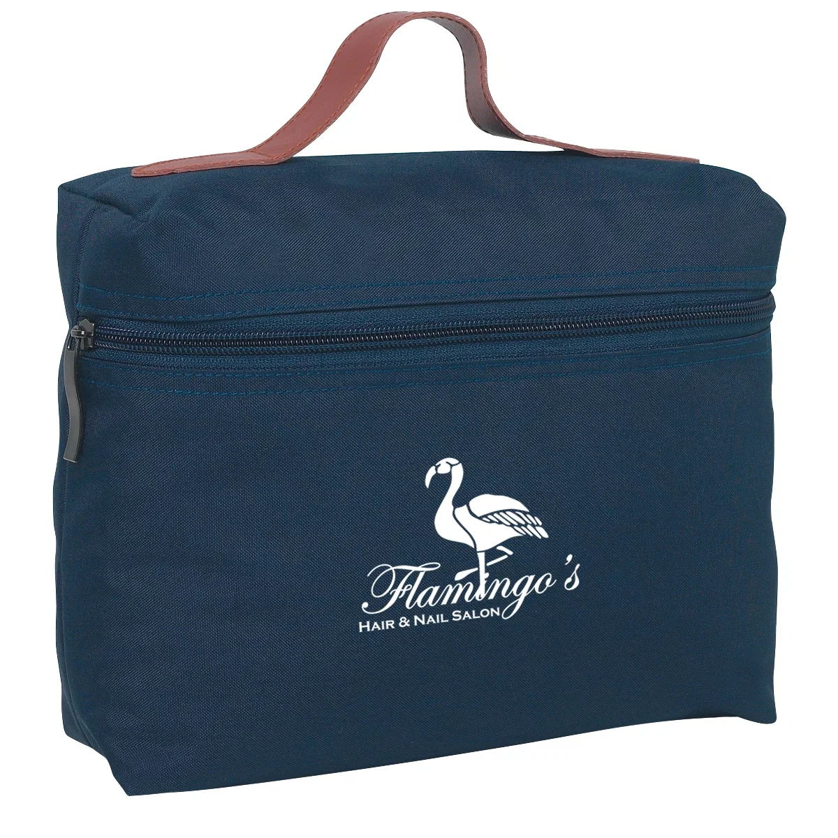 Compact travel bag shown from the front with its top closed