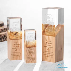 Acrylic and Wood Tower Award, Engrave or Print on Either Material