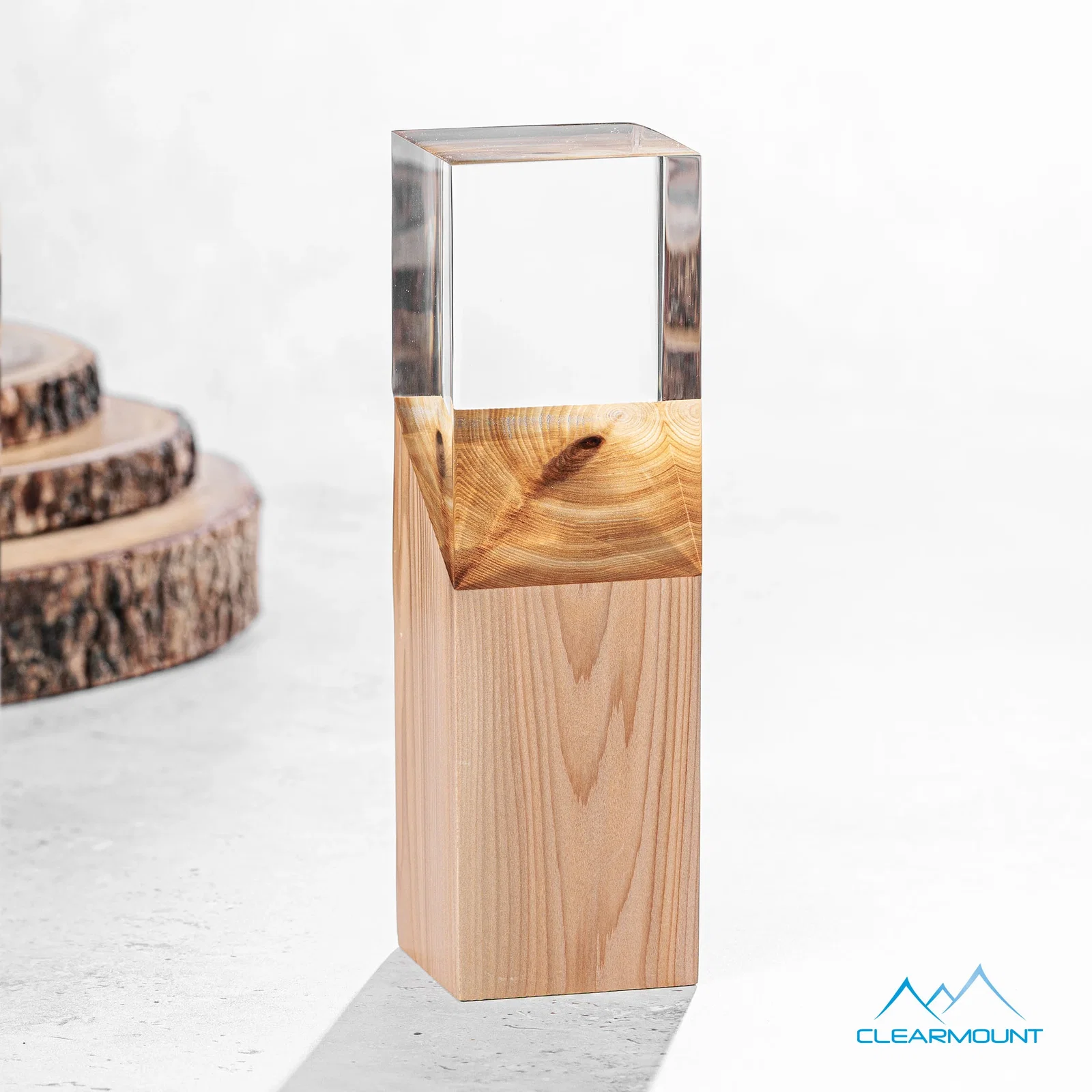 Custom Acrylic and Wood Tower Award, Engrave or Print on Either Material for safety achievement programs