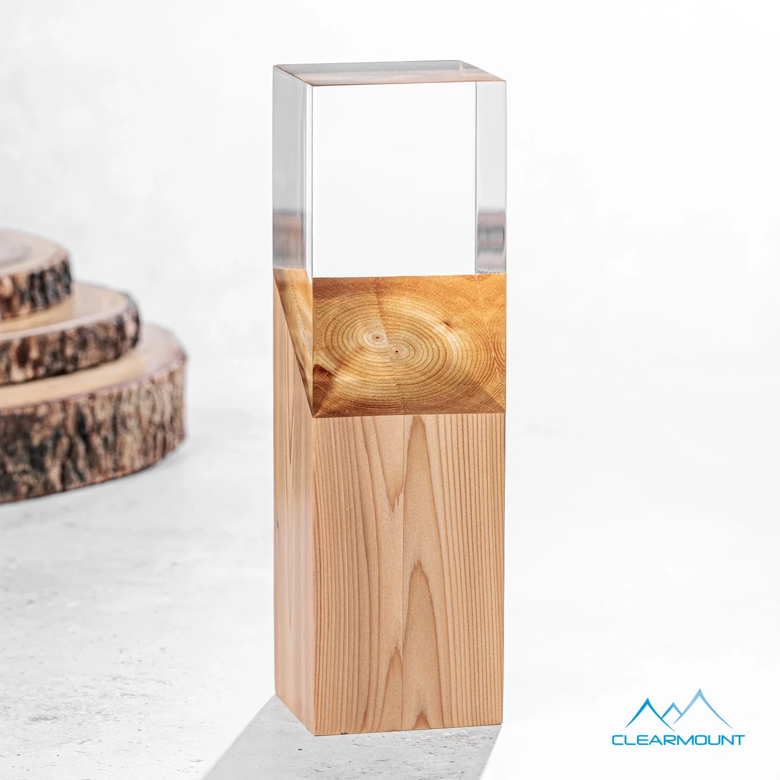 Custom Acrylic and Wood Tower Award, Engrave or Print on Either Material for volunteer appreciation