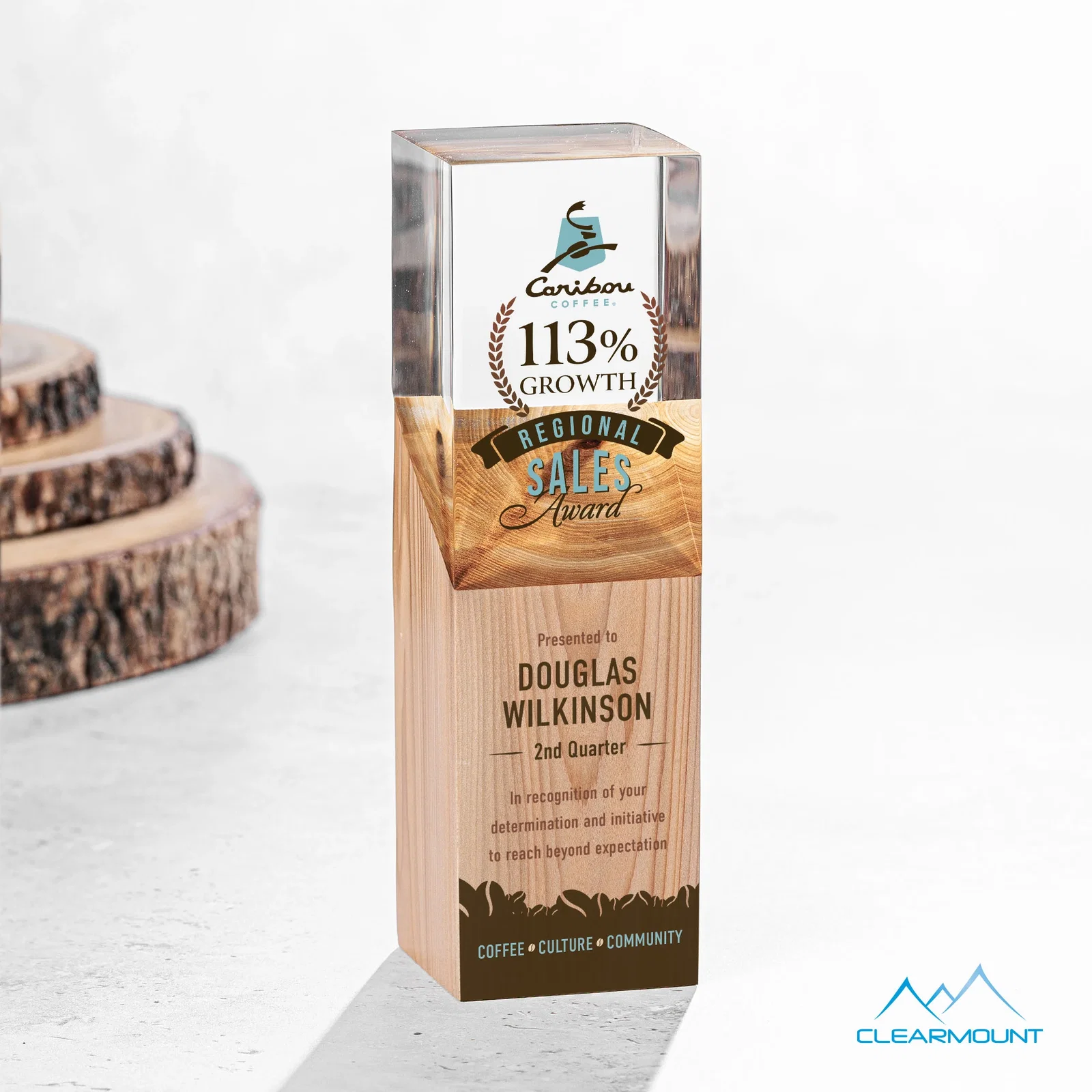 Custom Acrylic and Wood Tower Award, Engrave or Print on Either Material for donor appreciation